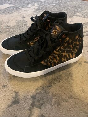 Vans unisex Mid-Top Leopard Print Sneakers - Black/Tortoiseshell